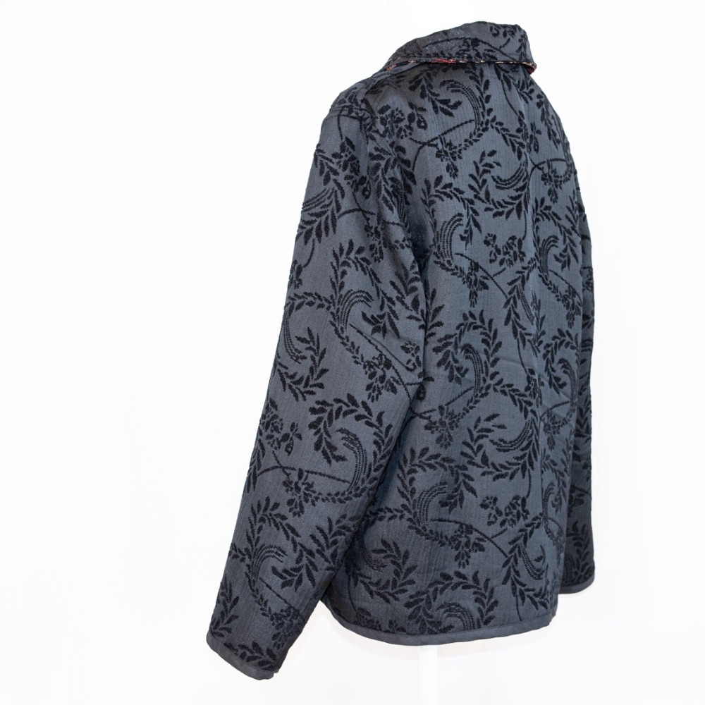 Coldwater Creek Reversible Blazer Red/Black/Gold Pattern & Black Embroidered - Picture 10 of 15